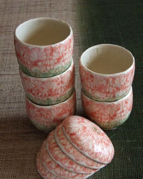 赤絵淡花茶碗蒸し - 【おとなの和食器屋 さんすい通販本店】