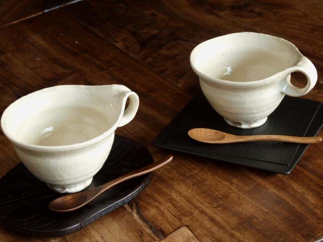 未使用品　粉引 珈琲盌 真 2客 未使用品 粉引 珈琲盌 真 2客 未使用品 粉引 珈琲