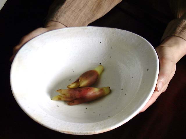 粉引き鉄紋たわみ大皿