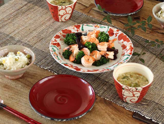 赤絵大皿5名様10品セット　角皿　盛皿　碗　正月　パスタ皿 赤絵大皿5名様10品セット 角皿 盛皿 碗 正月 パスタ皿