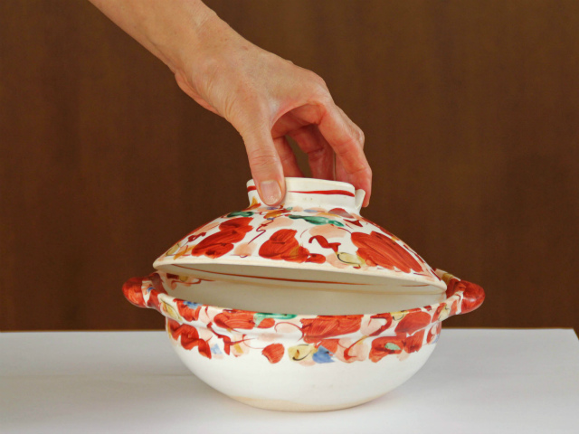 赤絵花舞一人用土鍋 - 【おとなの和食器屋 さんすい通販本店】