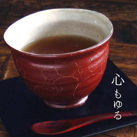 赤絵線模様 カフェオレボウル